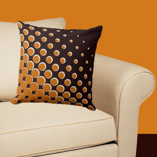 Warming Orange & Black Halftone Dots Throw Pillow
