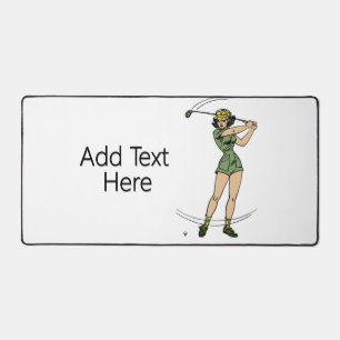 Warming Up for Golf Lady Golfer   Desk Mat