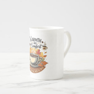Warmth and Comfort - Cozy Autumn Coffee Bone China Mug