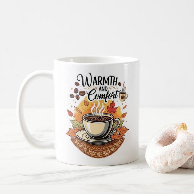 Warmth and Comfort - Cozy Autumn Coffee Mug (With Donut)