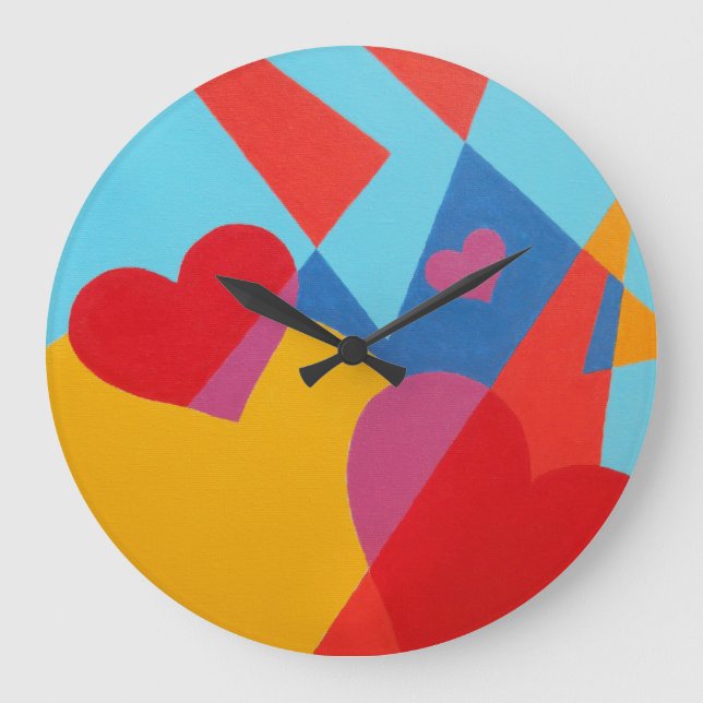 Warmth and Joy Red Abstract Round Clock (Front)