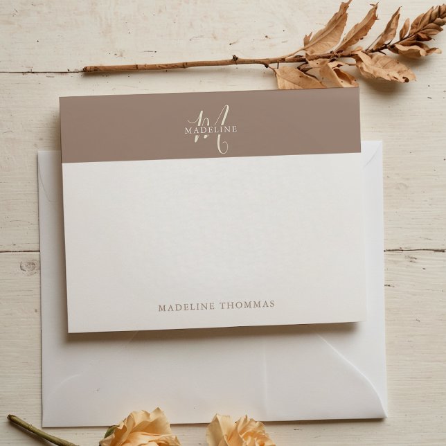 Warmth Beige Monogrammed Script Card (Creator Uploaded)