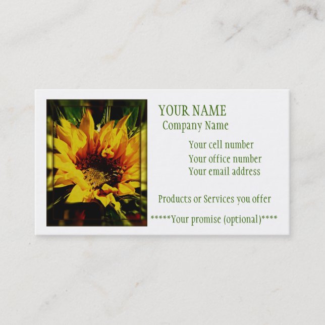 Warmth of the sun business card (Front)