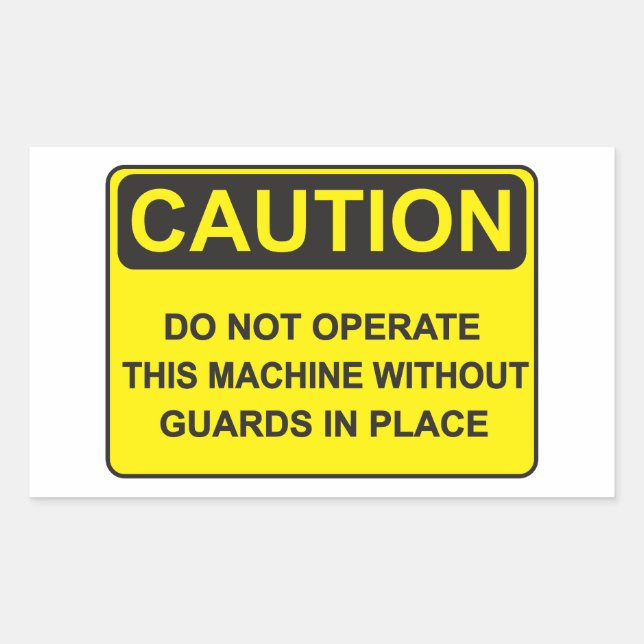 Warning about operating the machine sticker (Front)