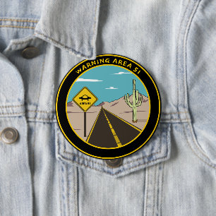 Warning Area 51 Nevada USA - Alien Lover Gift Idea 4 Inch Round Button