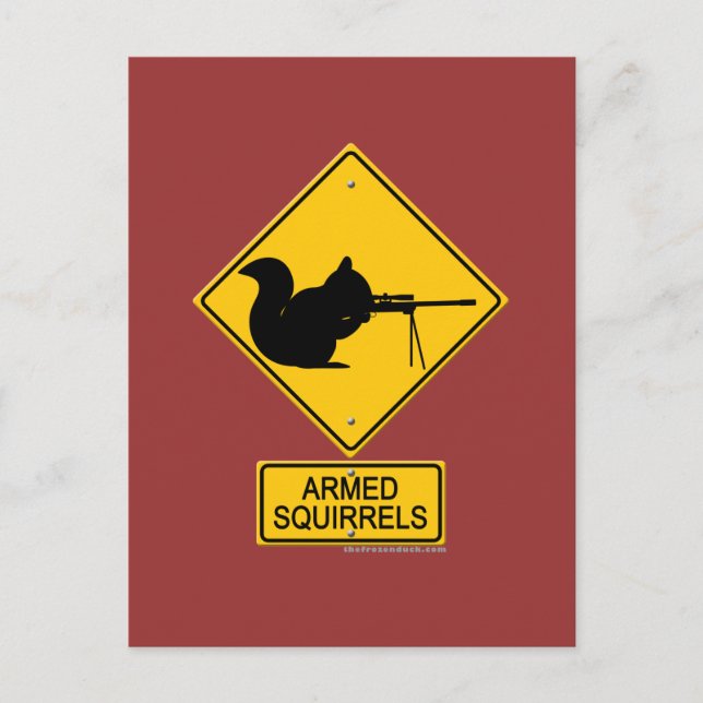 Warning Armed Squirrels Postcard (Front)