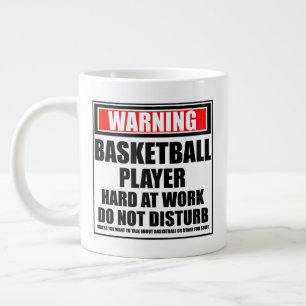 Warning Basketball Player Hard At Work Large Coffee Mug