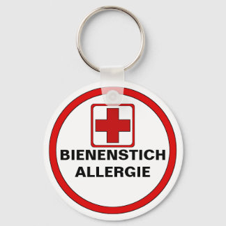 Warning - bee biting allergy keychain