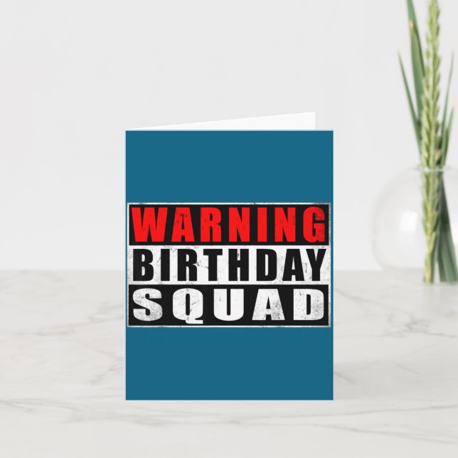 Warning Birthday Squad Funny Quotes Vintage  Card (Front)