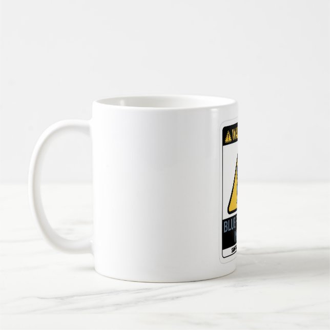Warning Blue Frenchie Inside Funny French Bulldog Coffee Mug (Left)