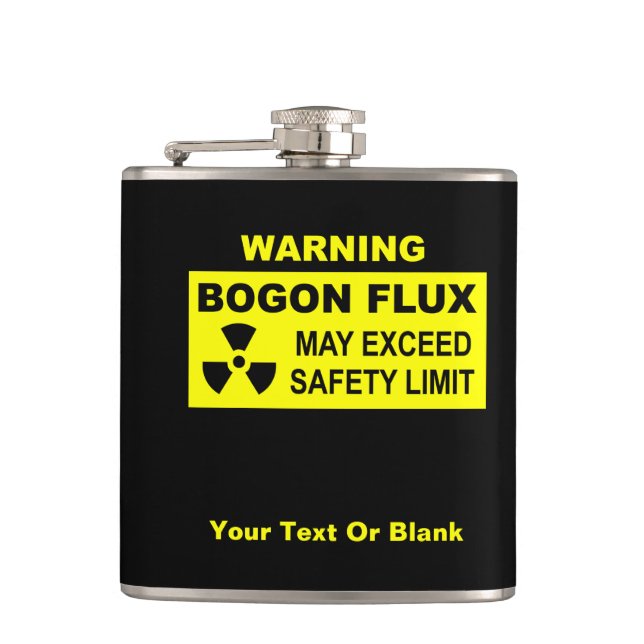Warning: Bogon Flux Hip Flask (Front)