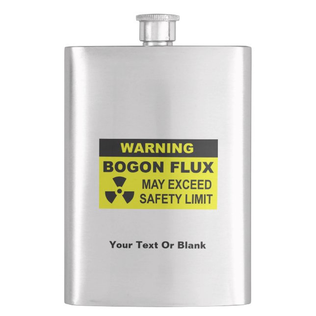 Warning: Bogon Flux Hip Flask (Front)