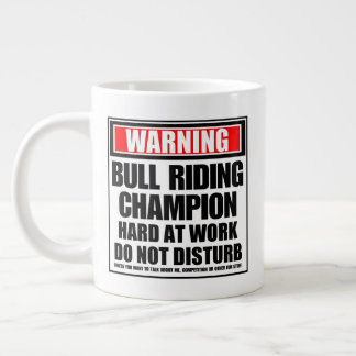 Warning Bull Riding Champion Hard At Work Large Coffee Mug