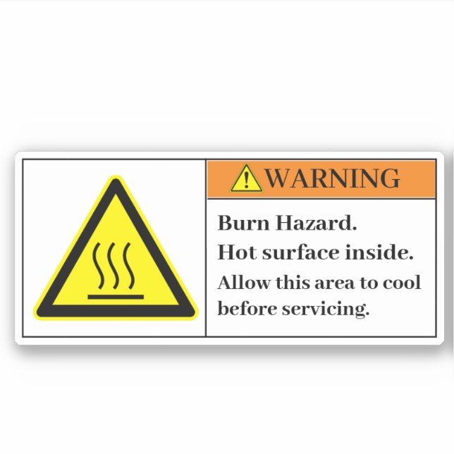 Warning Burn Hazard Label (Front)