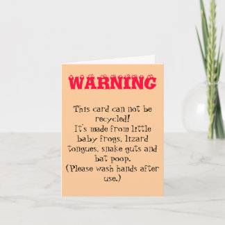 WARNING CARD
