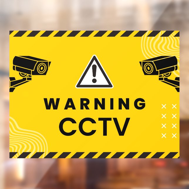 Warning CCTV Surveillance Camera Amber  Window Cling (Sheet 2)