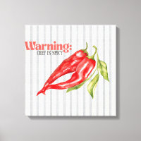 Warning Chef is Spicy Red Chili Pepper Kitchen Art