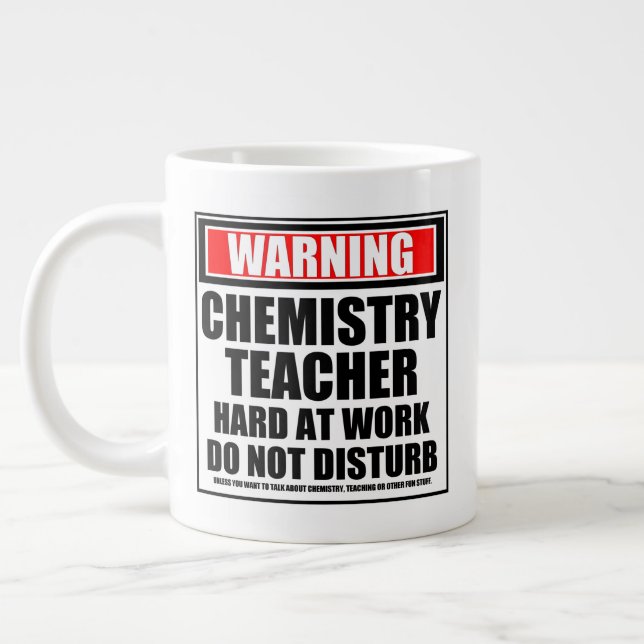 Warning Chemistry Teacher Hard At Work Large Coffee Mug (Left)