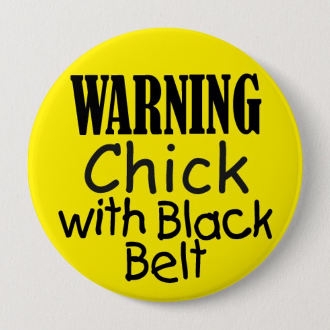 Warning Chick with Black Belt Button (Front)