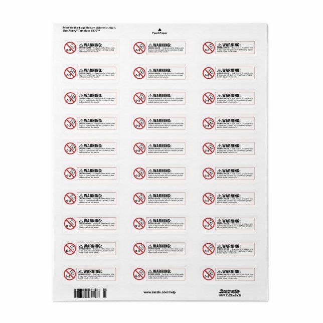 Warning: Choking Hazard Vending Label Sticker | Zazzle
