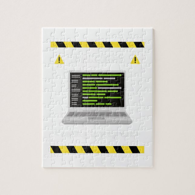 Warning Coding In Progress Computer Programmer Dev Jigsaw Puzzle (Vertical)