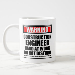 Warning Construction Engineer Hard At Work Large Coffee Mug