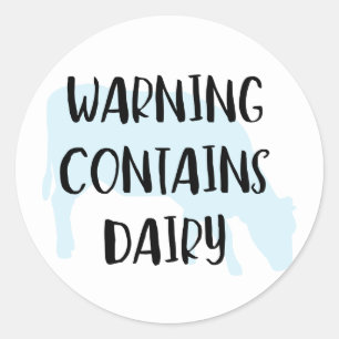 Warning Contains Dairy Allergen Baking Label Cow
