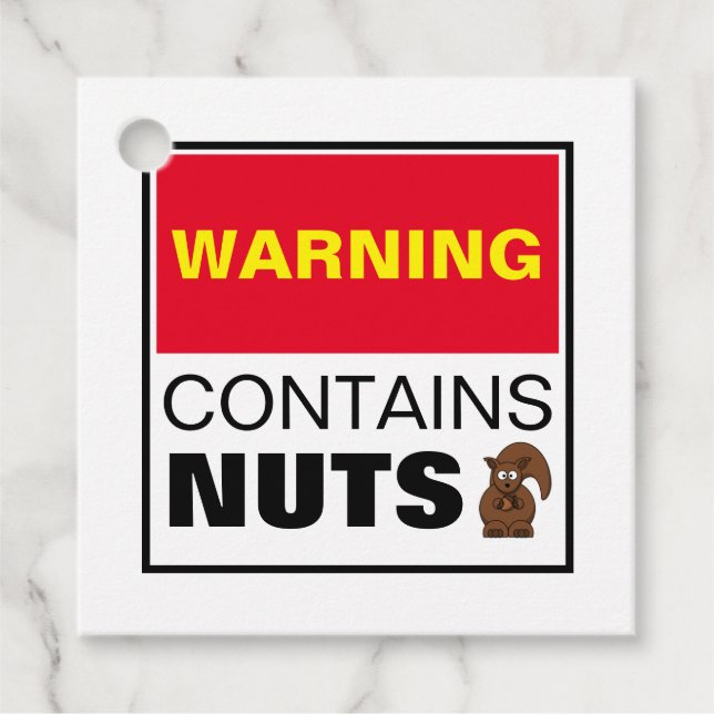 WARNING Contains Nuts Favour Tags (Front)