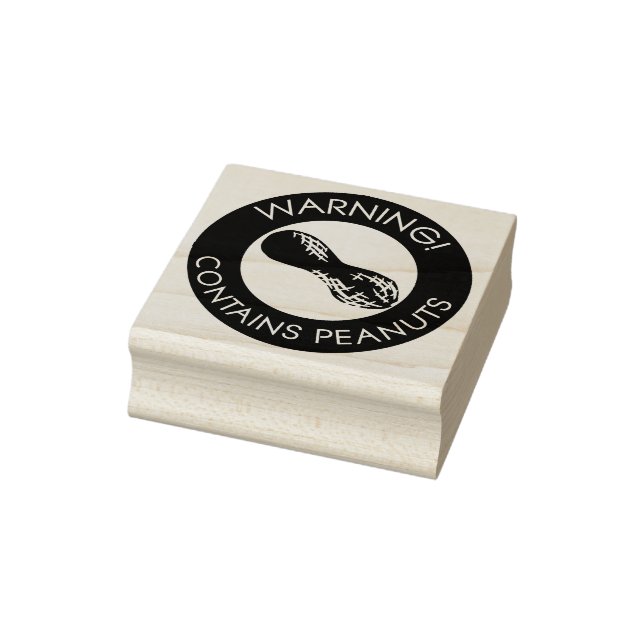 Warning Contains Peanuts Allergen Peanut Symbol Rubber Stamp (Stamp)
