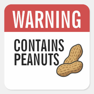 Warning Contains Peanuts Allergy Alert Square Sticker