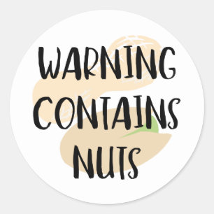 Warning Contains Peanuts & Tree Nuts Allergen Classic Round Sticker