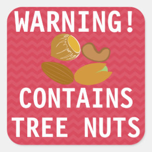 Warning Contains Tree Nuts Food Alert Stickers