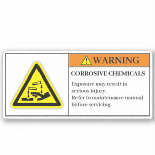 Warning Corrosive Chemicals Label