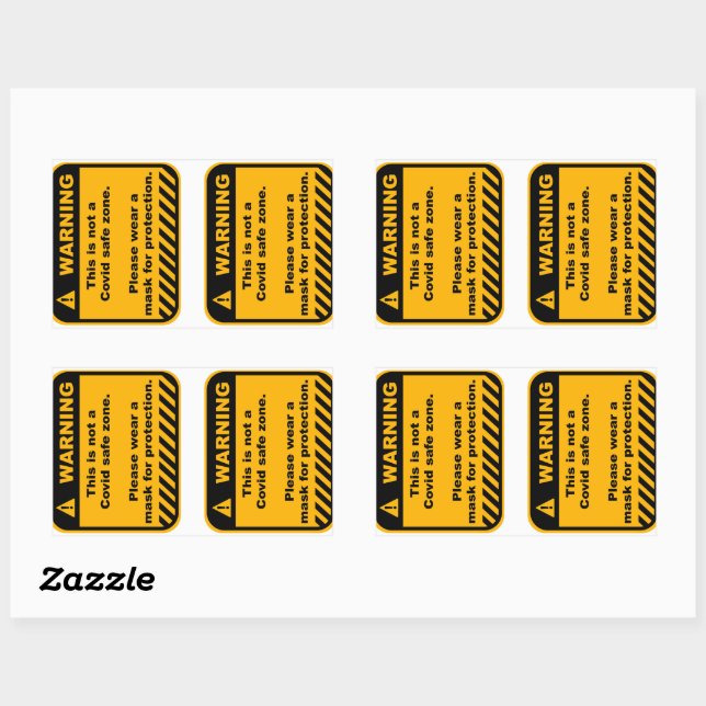 Warning Covid area paper sticker (Sheet)