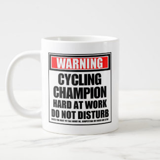 Warning Cycling Champion Hard At Work Large Coffee Mug