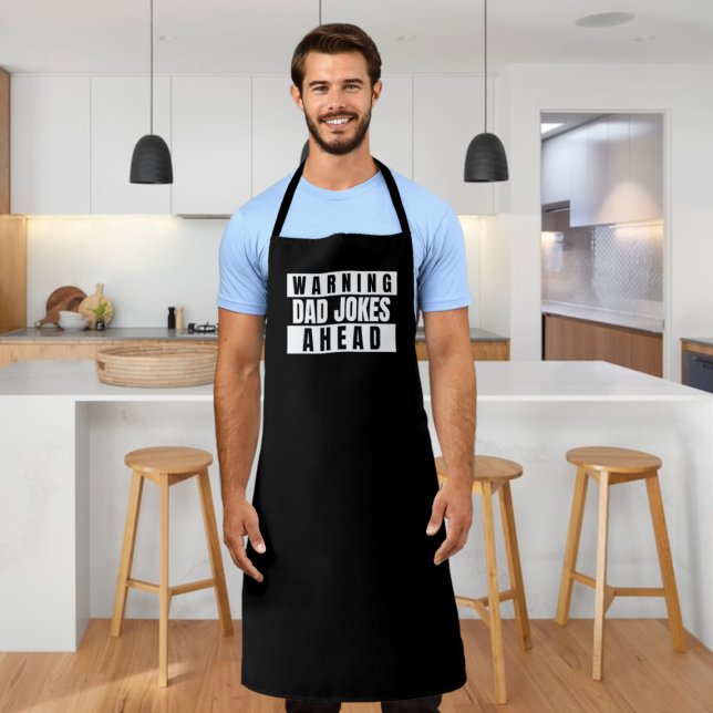 Warning Dad Jokes Ahead Apron (Warning Dad Jokes Ahead Apron from Ricaso. Chef dad, BBQ dad funny gift idea for Father's Day & more)