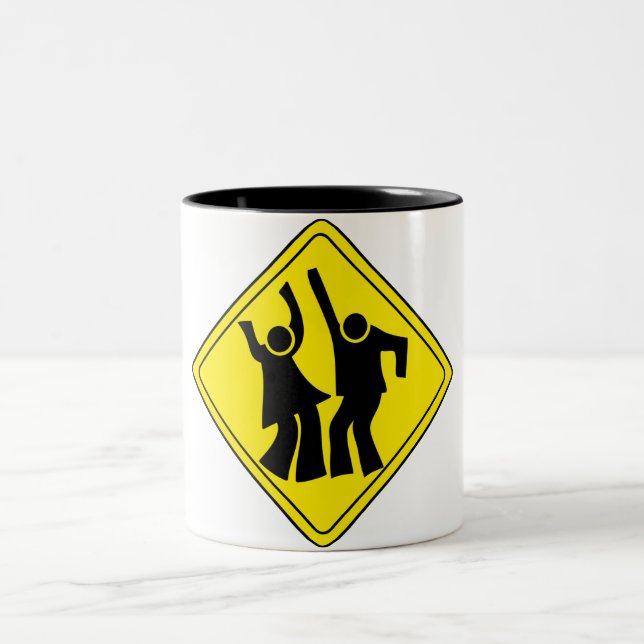 WARNING DANCERS CROSSING Two-Tone COFFEE MUG (Center)