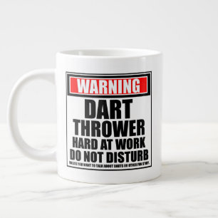 Warning Dart Thrower Hard At Work Do Not Disturb Large Coffee Mug