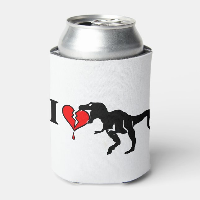 Warning! dinosaur eats heart can cooler (Can Front)
