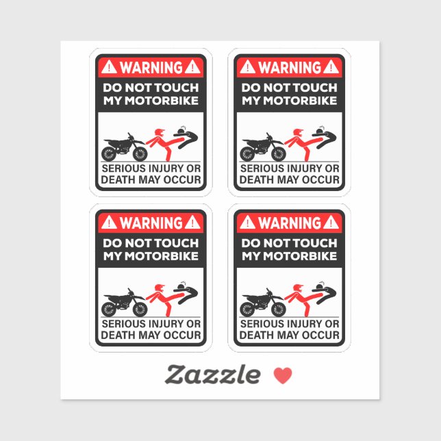 Warning Do Not Touch My Motorbike Vinyl Stickers (Sheet)