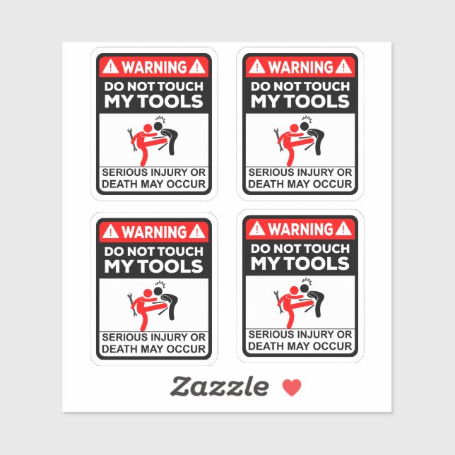 Warning Do Not Touch My Tools Vinyl Stickers (Sheet)