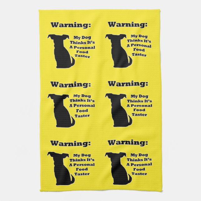 Warning Dog Kitchen Towel (Vertical)