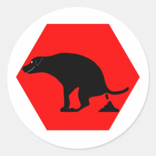 Warning Dog Pooping Classic Round Sticker