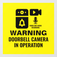 Warning Doorbell Camera In Operation Video Audio