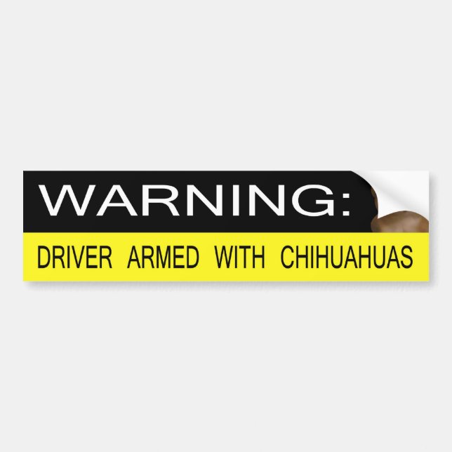 Warning: Driver Armed With Chihuahuas Bumper Sticker (Front)