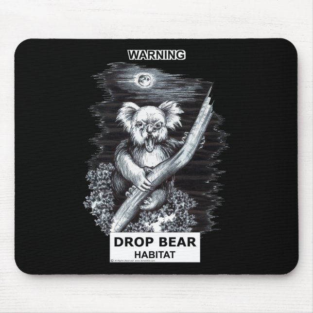 Warning: Drop Bear Habitat Mouse Pad (Front)