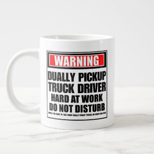 Warning Dually Pickup Truck Driver Hard At Work Large Coffee Mug