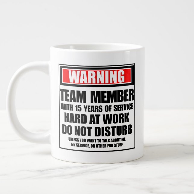 Warning Employee With 15 Years Of Service Large Coffee Mug (Left)
