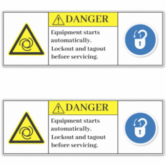 Warning Equipment Starts Label