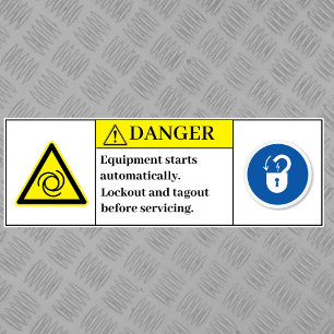 Warning Equipment Starts Label